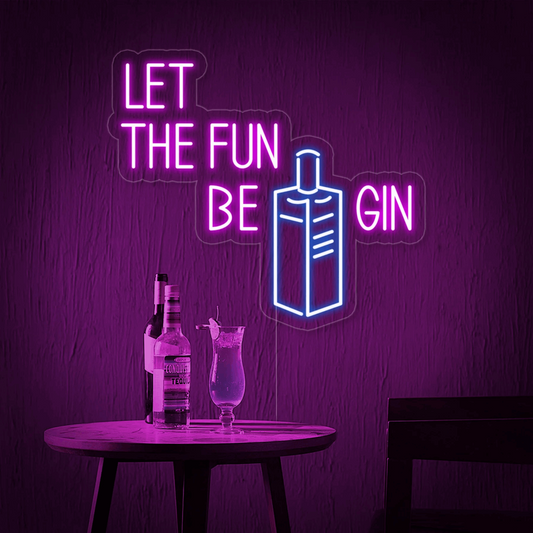''Let Fun Be Gin'' Bottle Bar Neon Sign
