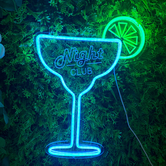 "Night Club, Cocktail Glass" Neon Sign